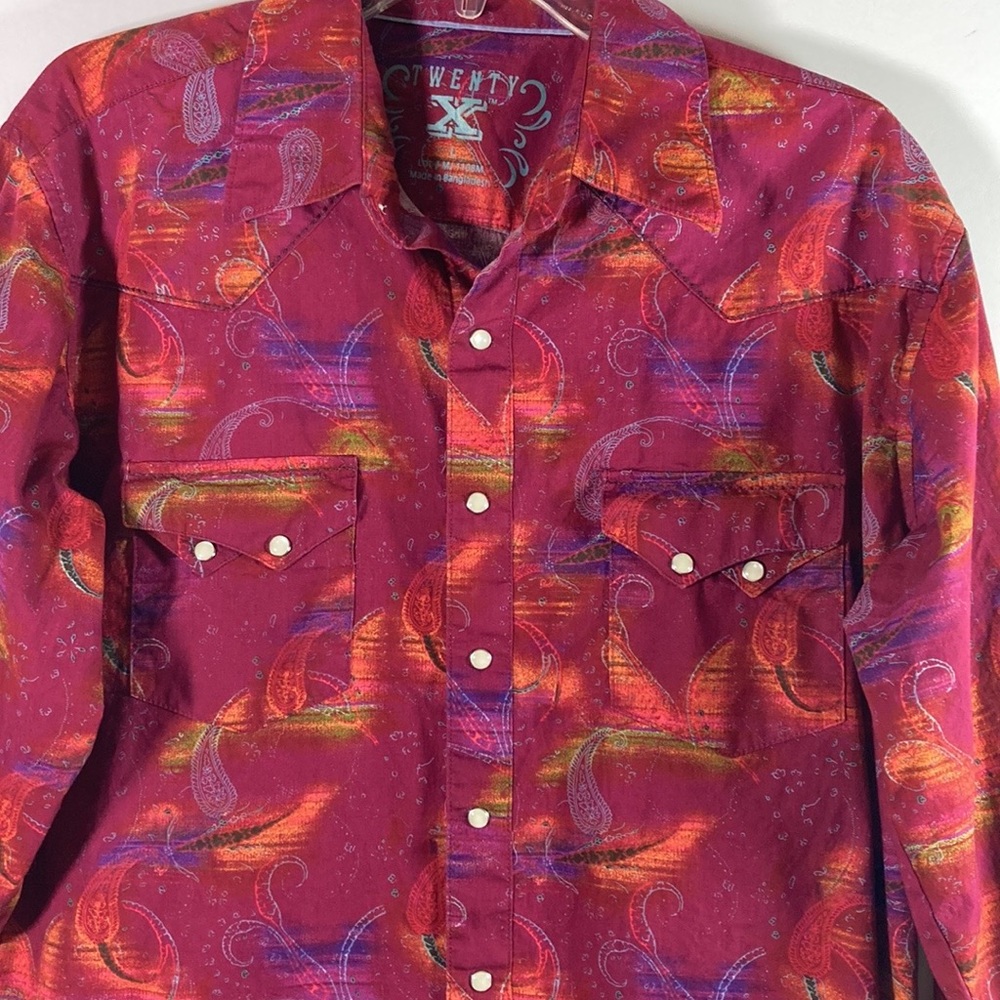 Twenty X Men Multi Color Pearl Snaps Yolk Front & Back Western Shirt Size L
